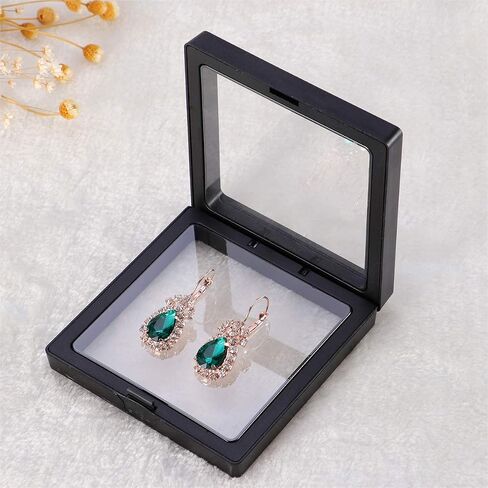 Bleiou 10 Pack 3D Floating Display Frame Stand Holder Coin Chip Jewelry Pin Display Stand Box (Black, 2.75 x 2.75 x 0.75 inch) in Saudi Arabia
