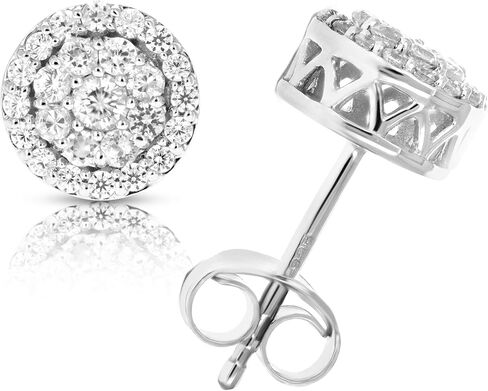 1/2 cttw Round Diamond Stud Earrings in .925 Sterling Silver With Rhodium in Saudi Arabia