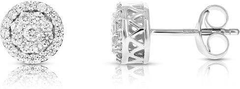 1/2 cttw Round Diamond Stud Earrings in .925 Sterling Silver With Rhodium in Saudi Arabia