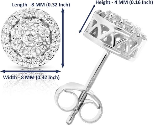1/2 cttw Round Diamond Stud Earrings in .925 Sterling Silver With Rhodium in Saudi Arabia