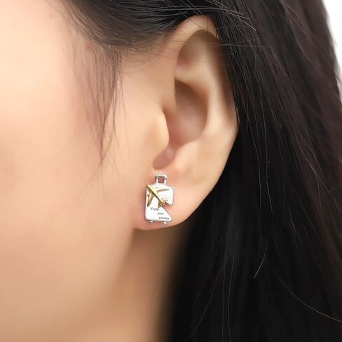 Graduation Gifts for Her Earrings,Sterling Silver Luggage Airplane Graduated Stud Earring Engraved "Enjoy your journey", Sterling Silver, No Gemstone in Kuwait
