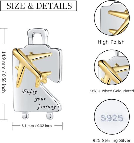 Graduation Gifts for Her Earrings,Sterling Silver Luggage Airplane Graduated Stud Earring Engraved "Enjoy your journey", Sterling Silver, No Gemstone in Kuwait