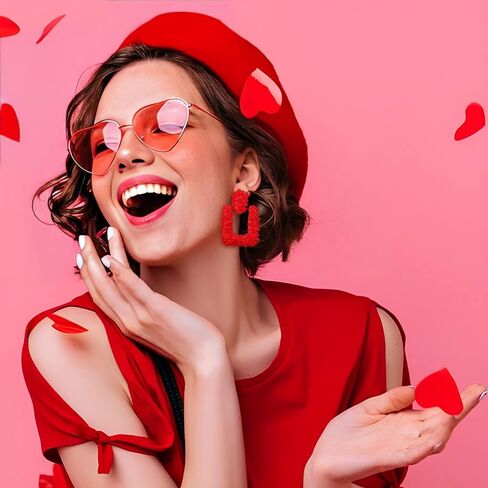 أقراط Flyonce معدنية للنساء والفتيات، أقراط متدلية كبيرة مستطيلة الشكل معدنية هندسية مربعة الشكل in Saudi Arabia