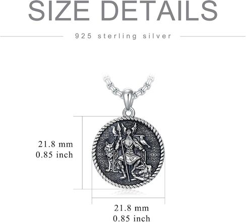 PROESS St Benedict/Crucifix/Satanic/Saint Anthony/Christopher/Michael/Lilith/Santa Muerte Necklace 925 Sterling Silver Amulet Medal Jewelry Amulet Christmas Gifts for Women Men in Kuwait