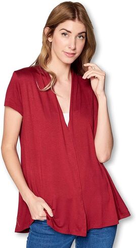 Women Short Sleeve Extra Soft Viscose Made from Bamboo Casual Open Front Flowy Lightweight Cardigan in Saudi Arabia