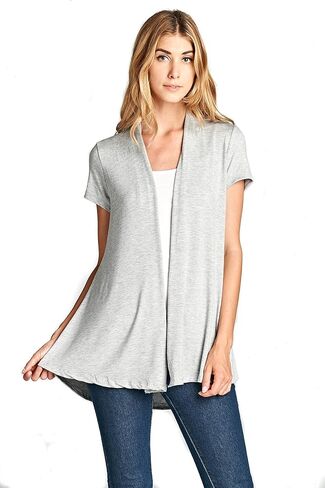 Women Short Sleeve Extra Soft Viscose Made from Bamboo Casual Open Front Flowy Lightweight Cardigan in Saudi Arabia