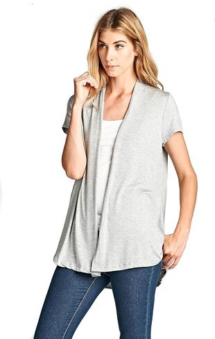 Women Short Sleeve Extra Soft Viscose Made from Bamboo Casual Open Front Flowy Lightweight Cardigan in Saudi Arabia