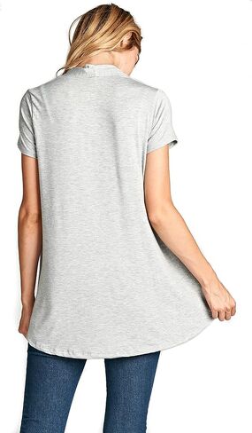 Women Short Sleeve Extra Soft Viscose Made from Bamboo Casual Open Front Flowy Lightweight Cardigan in Saudi Arabia