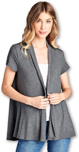 Women Short Sleeve Extra Soft Viscose Made from Bamboo Casual Open Front Flowy Lightweight Cardigan in Saudi Arabia