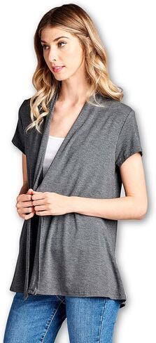Women Short Sleeve Extra Soft Viscose Made from Bamboo Casual Open Front Flowy Lightweight Cardigan in Saudi Arabia