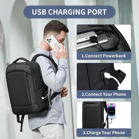 حقائب ظهر GYakeog رفيعة للأعمال للرجال حقيبة ظهر للكمبيوتر المحمول للسفر مع منفذ شاحن USB حقيبة كمبيوتر محمول للرجال 15.6 بوصة مقاومة للماء ومضادة للسرقة حقيبة ظهر للكمبيوتر للعمل والكلية in Kuwait