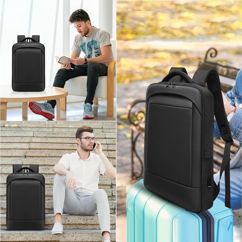 حقائب ظهر GYakeog رفيعة للأعمال للرجال حقيبة ظهر للكمبيوتر المحمول للسفر مع منفذ شاحن USB حقيبة كمبيوتر محمول للرجال 15.6 بوصة مقاومة للماء ومضادة للسرقة حقيبة ظهر للكمبيوتر للعمل والكلية in Kuwait