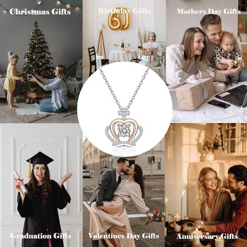 Crown Necklace Gifts for Daughters from Mom Dad, 925 Sterling Silver Cross Crown Pendant Necklace for Bonus Badass Daughter Wife, Cubic zirconia Crown Jewelry Birthday Christmas Gifts for Women Girls in Saudi Arabia