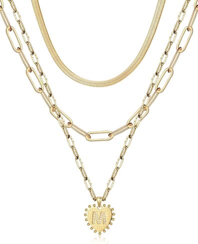 AIBEIOU Necklaces for Women Jewelry for Women Gold Necklace for Women 3Pcs Chain Initial Necklaces Diamond Necklaces for Women Heart Necklace in Saudi Arabia