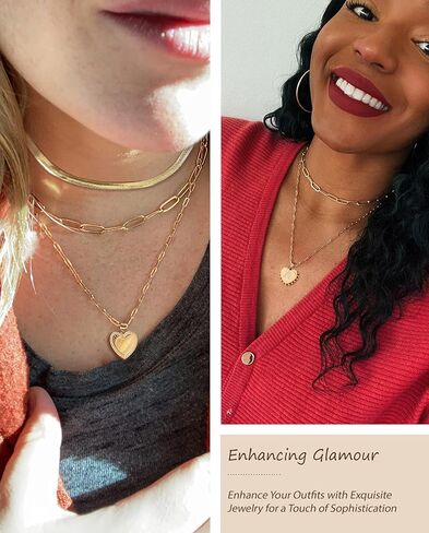 AIBEIOU Necklaces for Women Jewelry for Women Gold Necklace for Women 3Pcs Chain Initial Necklaces Diamond Necklaces for Women Heart Necklace in Saudi Arabia