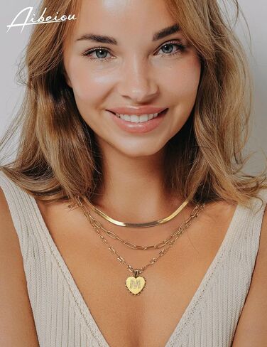 AIBEIOU Necklaces for Women Jewelry for Women Gold Necklace for Women 3Pcs Chain Initial Necklaces Diamond Necklaces for Women Heart Necklace in Saudi Arabia