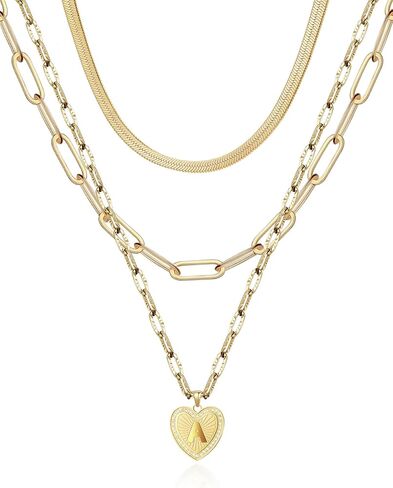 AIBEIOU Necklaces for Women Jewelry for Women Gold Necklace for Women 3Pcs Chain Initial Necklaces Diamond Necklaces for Women Heart Necklace in Saudi Arabia