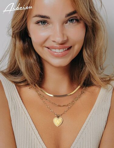 AIBEIOU Necklaces for Women Jewelry for Women Gold Necklace for Women 3Pcs Chain Initial Necklaces Diamond Necklaces for Women Heart Necklace in Saudi Arabia