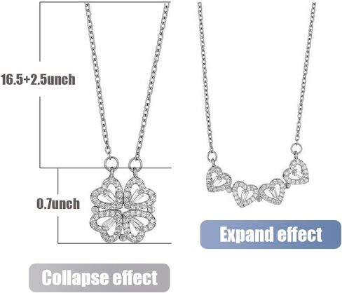 ritach الفضة الاسترليني القلب البرسيم قلادة للنساء طوي الحب قلادة الذهب الأبيض لذيذ قلادة طويلة الفولاذ المقاوم للصدا سلسله قلادة للفتيات في سن المراهقة in Kuwait
