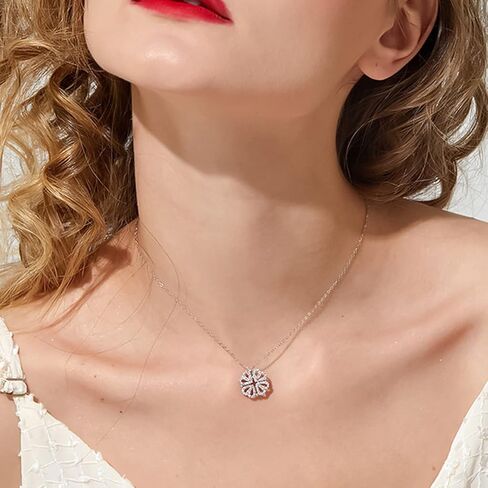 ritach الفضة الاسترليني القلب البرسيم قلادة للنساء طوي الحب قلادة الذهب الأبيض لذيذ قلادة طويلة الفولاذ المقاوم للصدا سلسله قلادة للفتيات في سن المراهقة in Kuwait