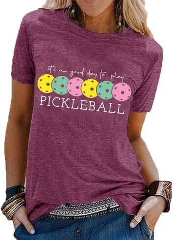 Pickleball Shirts Women Pickleball Player Lover Gifts T Shirts Pickleball Graphic Casual Short Sleeve Tee Tops in Kuwait