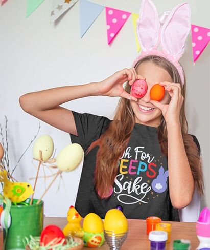 Happy Easter Shirts Women Bunny Shirt: Chillin with My Peeps Tshirt Cute Rabbit Graphic T-Shirt Easter Gift Tops in Saudi Arabia