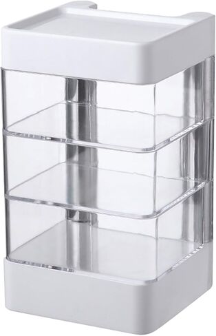 ساجود صندوق تخزين منظم مجوهرات من 4 طبقات، حامل اكسسوارات شعر شفاف من الاكريليك، صينية تخزين دوارة 360 درجة مع غطاء، حاوية ربطات الشعر للاقراط والاساور والقلائد والخواتم وعصابات الرأس ومشابك الشعر in Kuwait