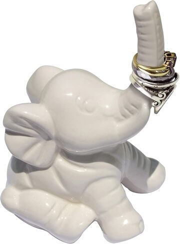 Baby Elephant White Ceramic Ring Holder - Mother's Day, Birthdays, Anniversary, Grandparents, Christmas Gift in Saudi Arabia
