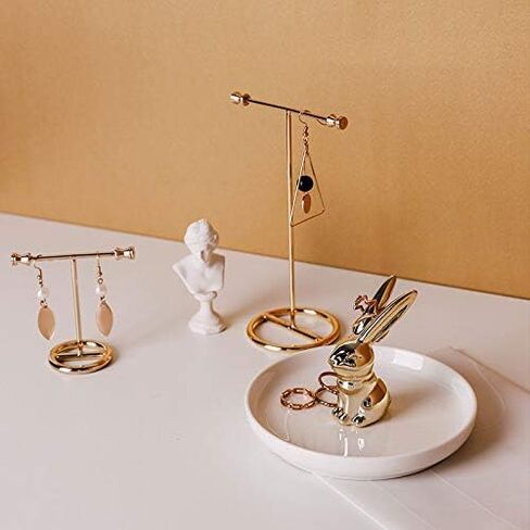 Designer Miss 1set Modern Gold Metal Tabletop Bracelet & Necklace Jewelry Organizer Display Earring Rack ... in Saudi Arabia