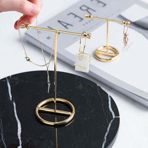 Designer Miss 1set Modern Gold Metal Tabletop Bracelet & Necklace Jewelry Organizer Display Earring Rack ... in Saudi Arabia
