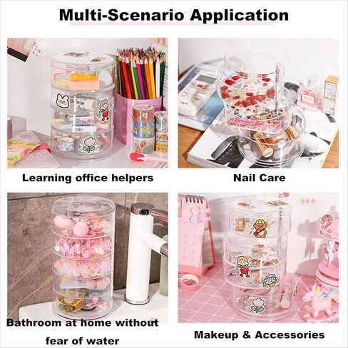 Jewellery Organiser Box 3 Layers Clear Acrylic 360° Rotating Cosmetic Storage Spin Holder for Necklace Bracelet Ring Earring Small Items Container Case in Saudi Arabia