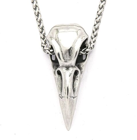 BAVIPOWER Viking Raven Skull Head Pendant Keel Chain Necklace Stainless Steel Nordic Jewelry Protection Mens Womens in Saudi Arabia