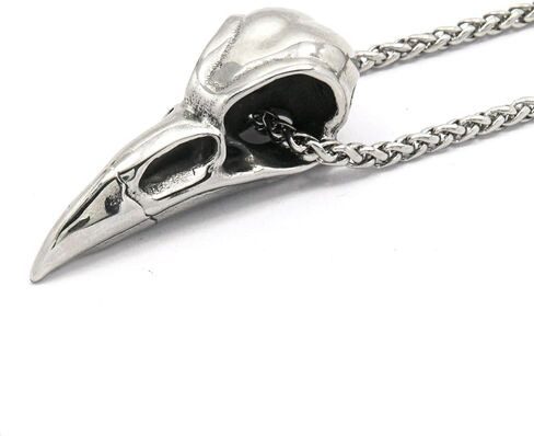 BAVIPOWER Viking Raven Skull Head Pendant Keel Chain Necklace Stainless Steel Nordic Jewelry Protection Mens Womens in Saudi Arabia