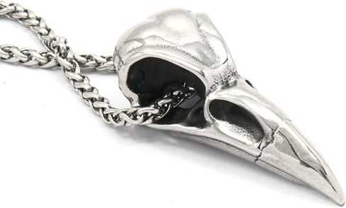 BAVIPOWER Viking Raven Skull Head Pendant Keel Chain Necklace Stainless Steel Nordic Jewelry Protection Mens Womens in Saudi Arabia