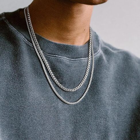 Cuban Link Chain For Men Stainless Steel Chain Necklace for Teen Boy Stainless Silver Rolo Cable Chain Necklaces Women Rope Chain Links Jewelry Unique Gifts for Birthday Valentine's Day in Saudi Arabia