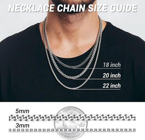 Cuban Link Chain For Men Stainless Steel Chain Necklace for Teen Boy Stainless Silver Rolo Cable Chain Necklaces Women Rope Chain Links Jewelry Unique Gifts for Birthday Valentine's Day in Saudi Arabia