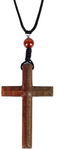 مجوهرات الصليب الخشبي تجمع بين نوعين من الهدايا الكاثوليكية الخشبية الطبيعية للنساء والرجال هيكل نقر ولسان حرف مرآة الرؤية الخلفية قلادة صليب معلقة in Kuwait