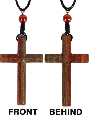 مجوهرات الصليب الخشبي تجمع بين نوعين من الهدايا الكاثوليكية الخشبية الطبيعية للنساء والرجال هيكل نقر ولسان حرف مرآة الرؤية الخلفية قلادة صليب معلقة in Kuwait