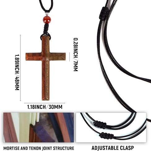 مجوهرات الصليب الخشبي تجمع بين نوعين من الهدايا الكاثوليكية الخشبية الطبيعية للنساء والرجال هيكل نقر ولسان حرف مرآة الرؤية الخلفية قلادة صليب معلقة in Kuwait