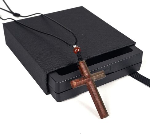 مجوهرات الصليب الخشبي تجمع بين نوعين من الهدايا الكاثوليكية الخشبية الطبيعية للنساء والرجال هيكل نقر ولسان حرف مرآة الرؤية الخلفية قلادة صليب معلقة in Kuwait