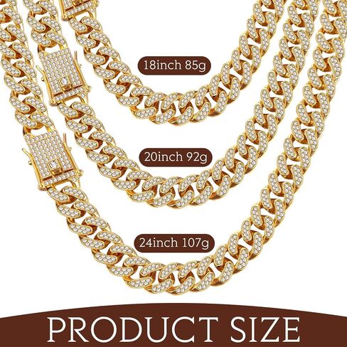 Hillban Gold Chain for Men with Dollar Sign Pendant Necklace Diamond Cuban Link Dollar Sign Necklaces for 80s 90s Men Hip Hop Rapper Jewelry Gift in Saudi Arabia