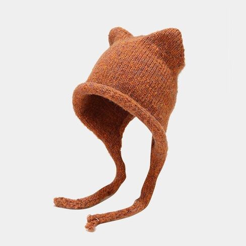 Women's Knit Hat Cute Winter Hat Cat Fall Warm Winter Thick Casual Earflap Fashion Beanie Hat in Saudi Arabia