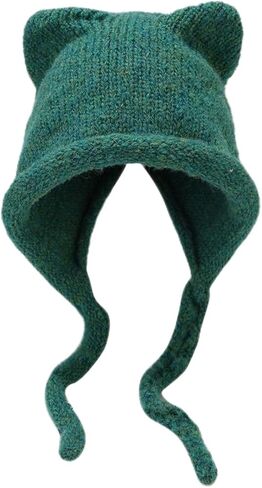 Women's Knit Hat Cute Winter Hat Cat Fall Warm Winter Thick Casual Earflap Fashion Beanie Hat in Saudi Arabia