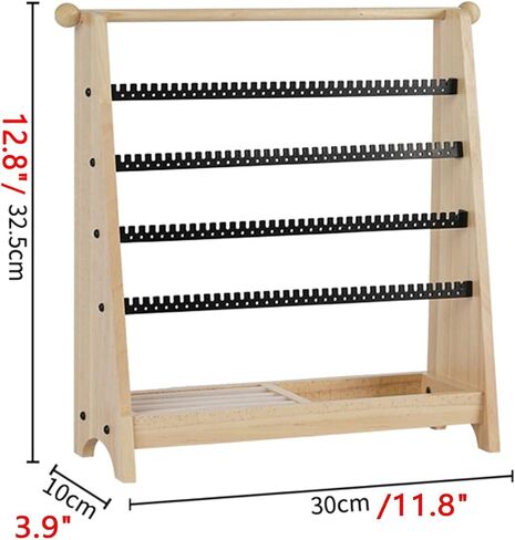 4-Tier Wood Earring Organizer, Earring Holder with 244 Earring Holes, Wooden Necklace Holder, Exquisite Ring Wooden Tray Jewelry Stand for Ear Stud Earring Necklace Bracelet Ring Watch in Kuwait