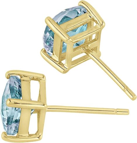 14K Yellow Gold Cushion Cut 1.50 Carats Aquamarine Stud Earrings in Saudi Arabia