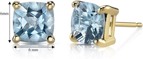 14K Yellow Gold Cushion Cut 1.50 Carats Aquamarine Stud Earrings in Saudi Arabia