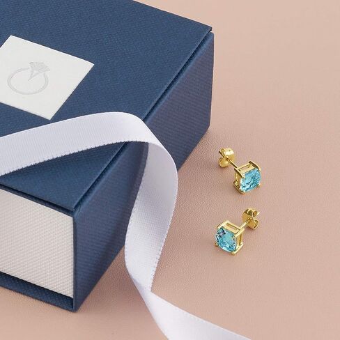 14K Yellow Gold Cushion Cut 1.50 Carats Aquamarine Stud Earrings in Saudi Arabia