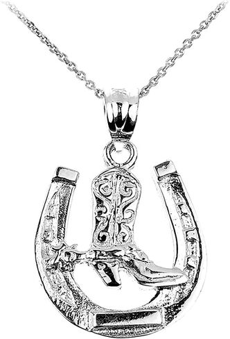 Claddagh قلادة من الذهب عيار 925 من الفضة الاسترليني على شكل حدوة حصان مع حذاء رعاة البقر - اختيار القلادة فقط أو طول السلسلة in Saudi Arabia