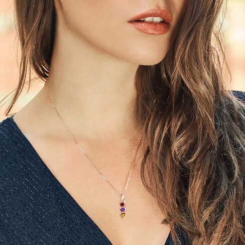 Gem Stone King Build Your Own Personalized 3-Stone Heart Shape Birthstones in 18K Rose Gold Plated Silver Pendant For Women With 18-Inch Silver Chain in Saudi Arabia