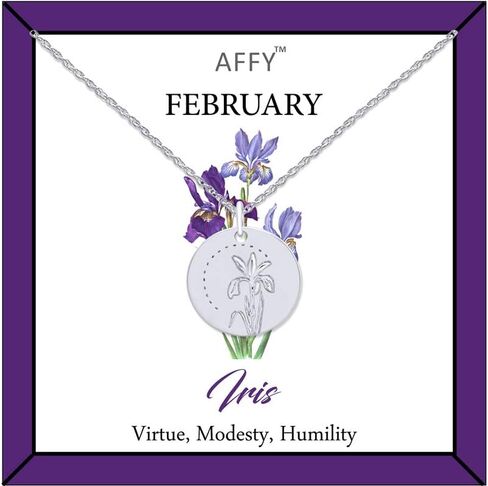 AFFY Birth Flower Necklace Gold Plated Engraved Custom Floral Pendant Necklaces Dainty Birth Month Flower Disc Charm Hand Stamped Flower Disc Necklace Birthday Bridesmaid Gift For Her in Saudi Arabia